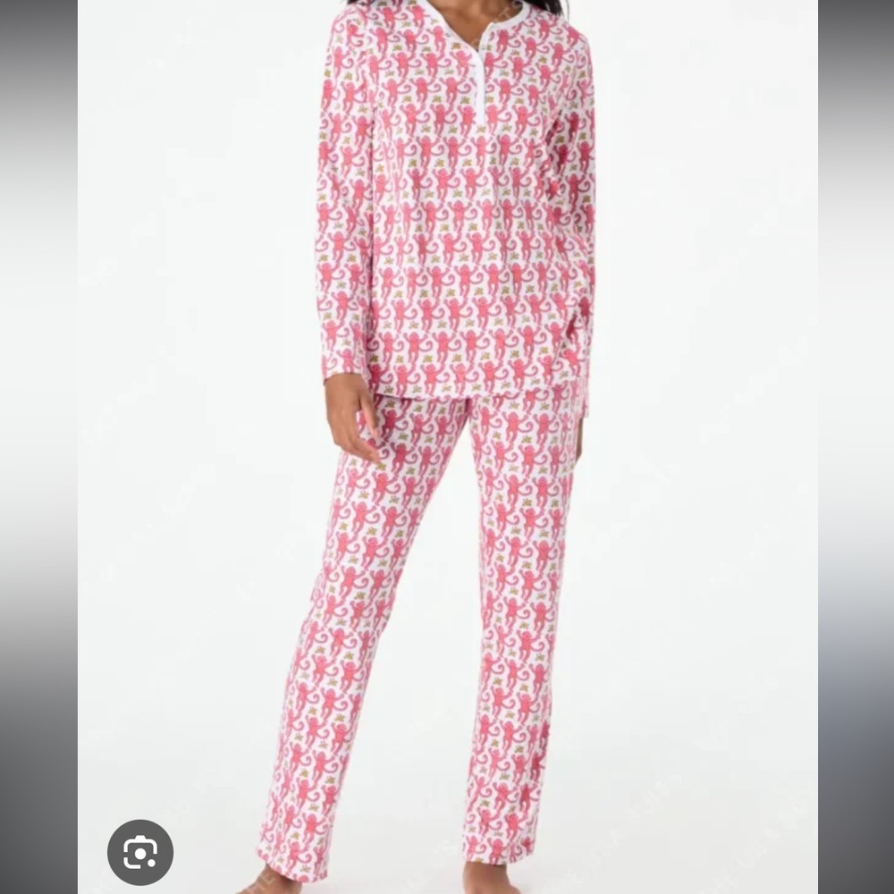 Roller Rabbit Pink Monkeys Pajama Set